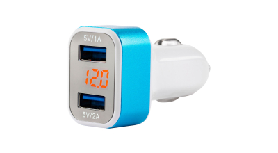Ładowarka AMIO 2xUSB + tester napięcia akumulatora TEST-04